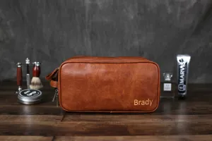 Vegan Leather Toiletry Bag for Men, Travel Shaving Dopp Kit Bag