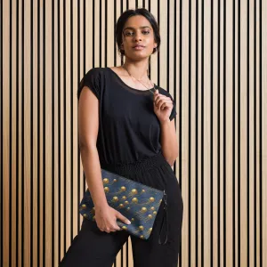 Versatile Crossbody Bag Blue and Gold Jellyfishes