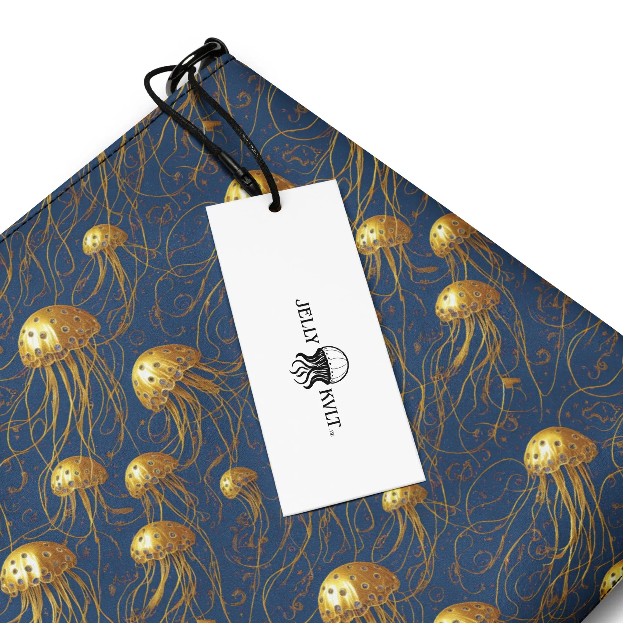 Versatile Crossbody Bag Blue and Gold Jellyfishes