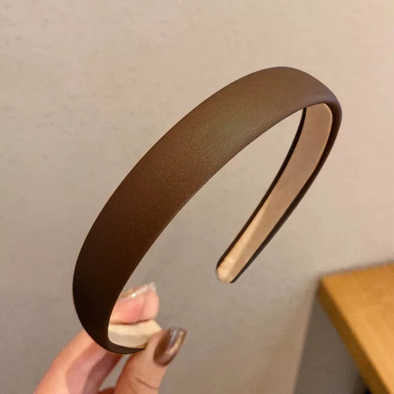 Vintage PU Leather Hair Hoop for Women - Fashion Headband Accessory