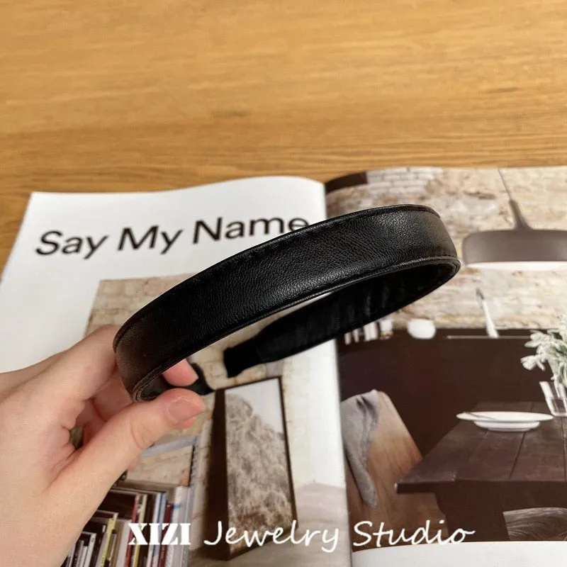 Vintage PU Leather Hair Hoop for Women - Fashion Headband Accessory