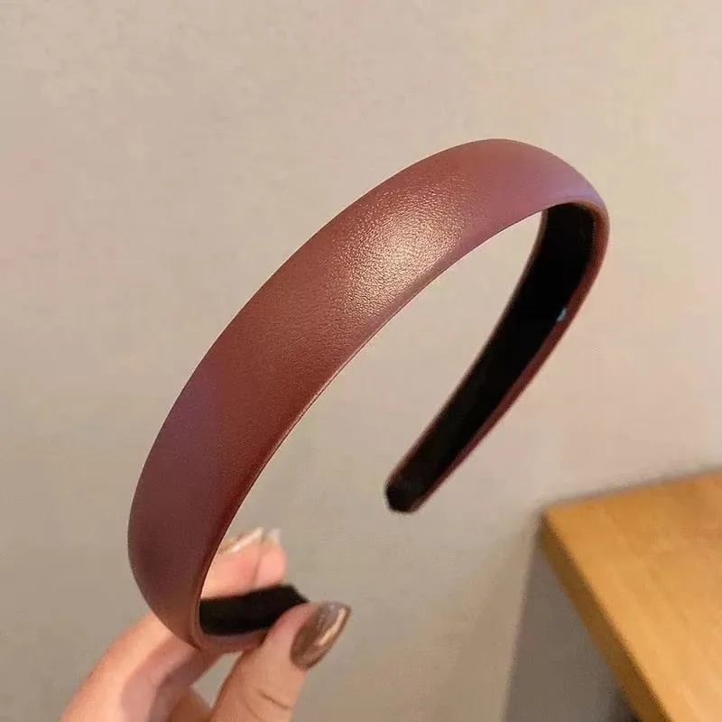 Vintage PU Leather Hair Hoop for Women - Fashion Headband Accessory