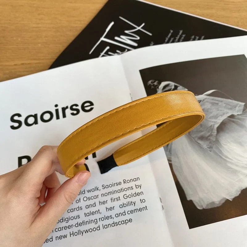Vintage PU Leather Hair Hoop for Women - Fashion Headband Accessory