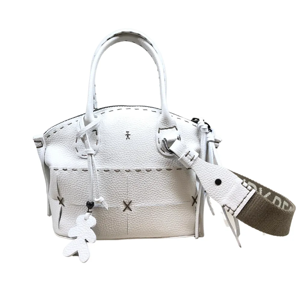 Virginia Mosaico XS HB Muflone Bag in Bianco
