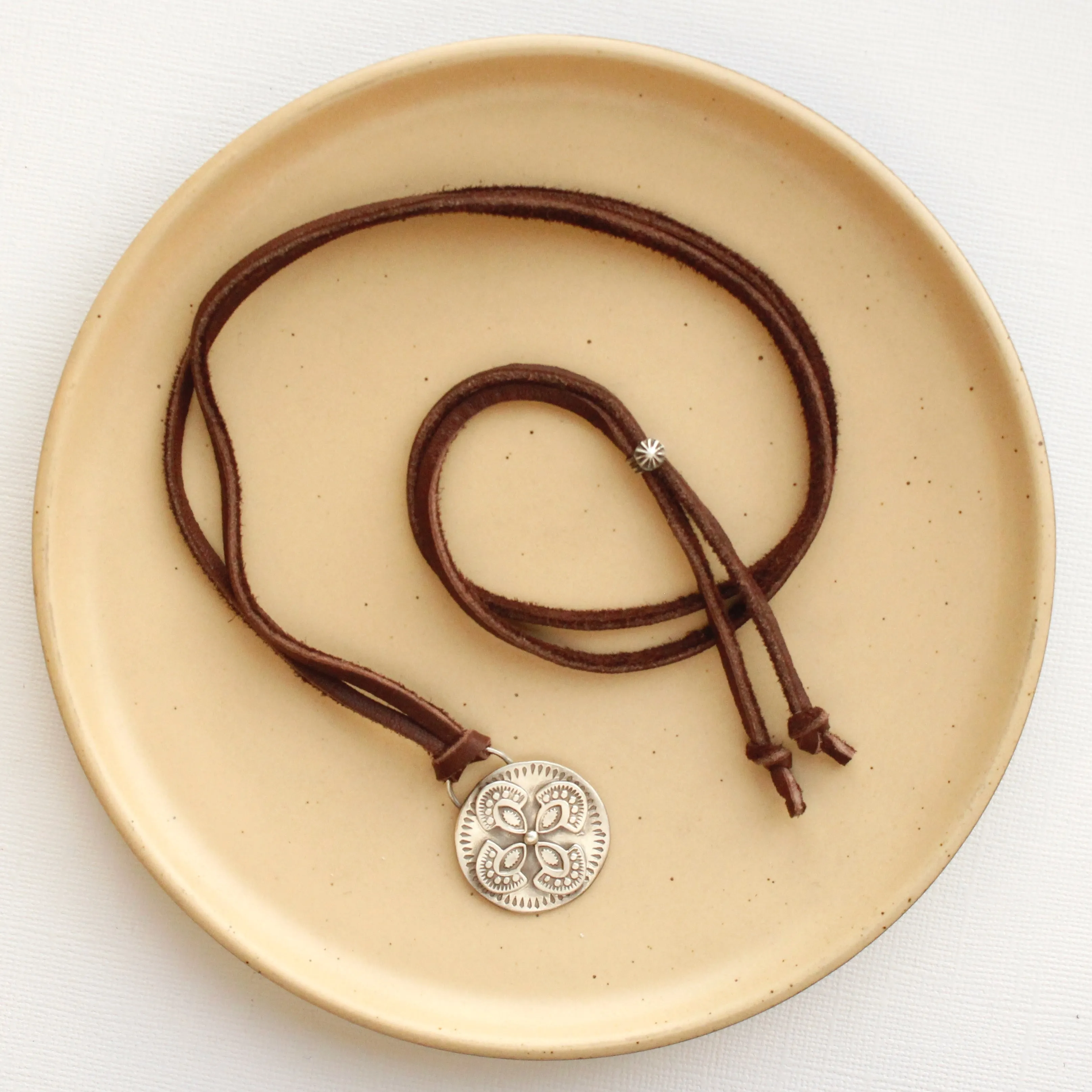 Wanderer Medallion Adjustable Leather Necklace