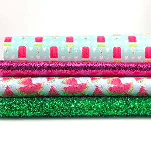Watermelon Leather and Glitter Sheet Bundle