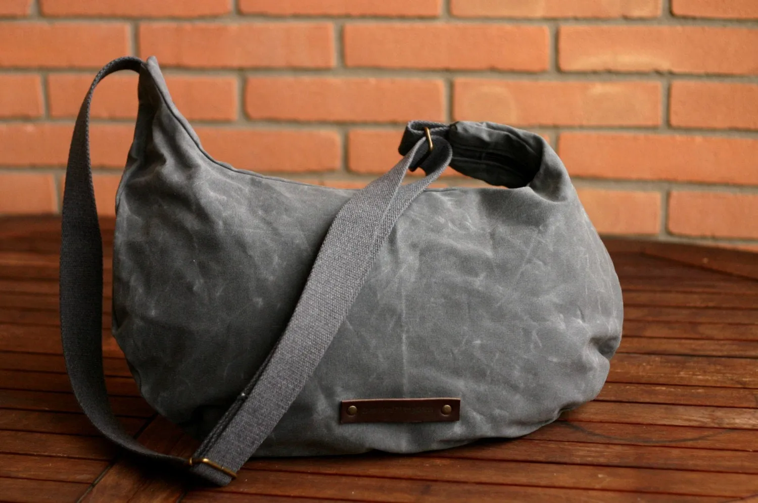 Waxed canvas crossbody bag - hobo bag - waxed canvas messenger bag - waxed canvas shoulder bag