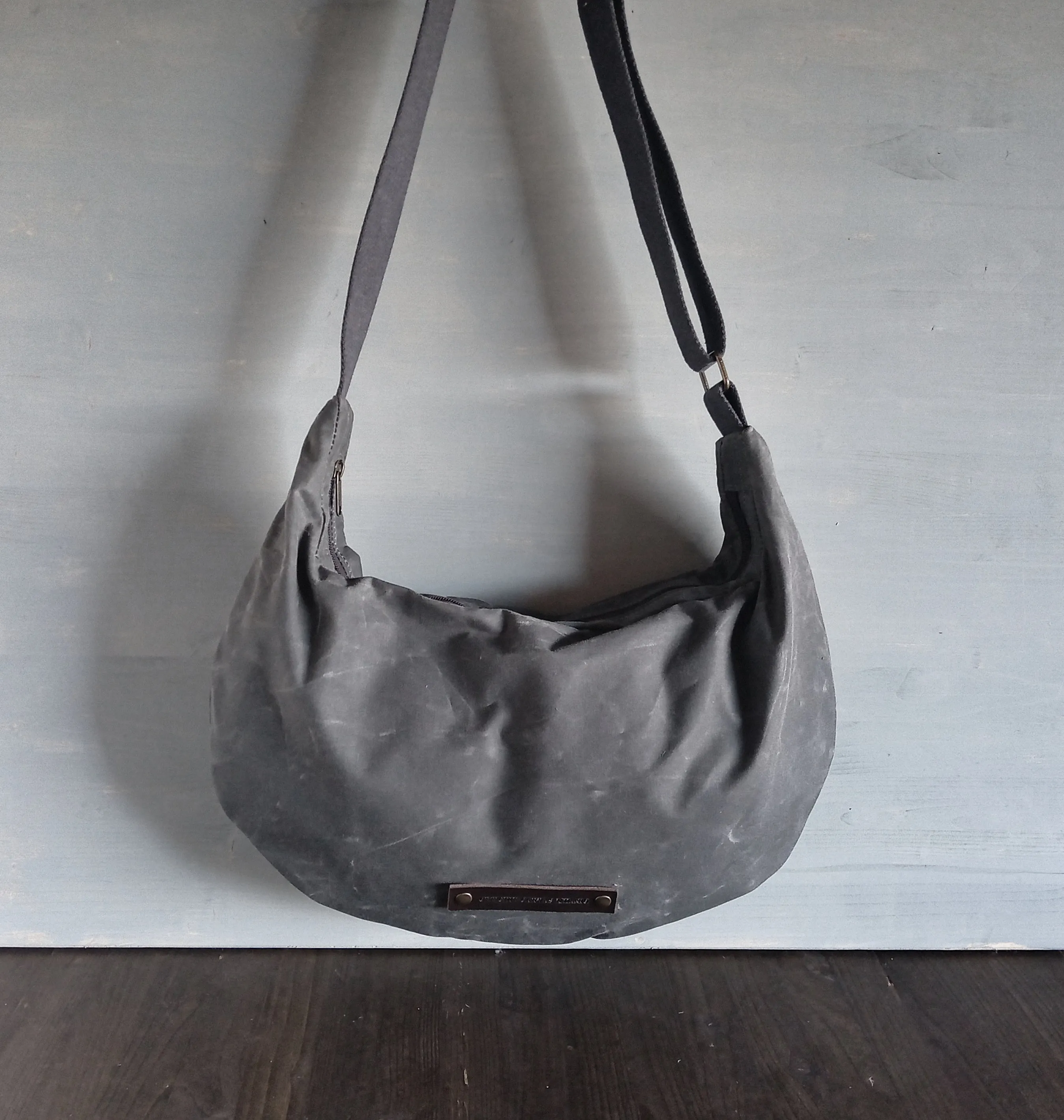 Waxed canvas crossbody bag - hobo bag - waxed canvas messenger bag - waxed canvas shoulder bag