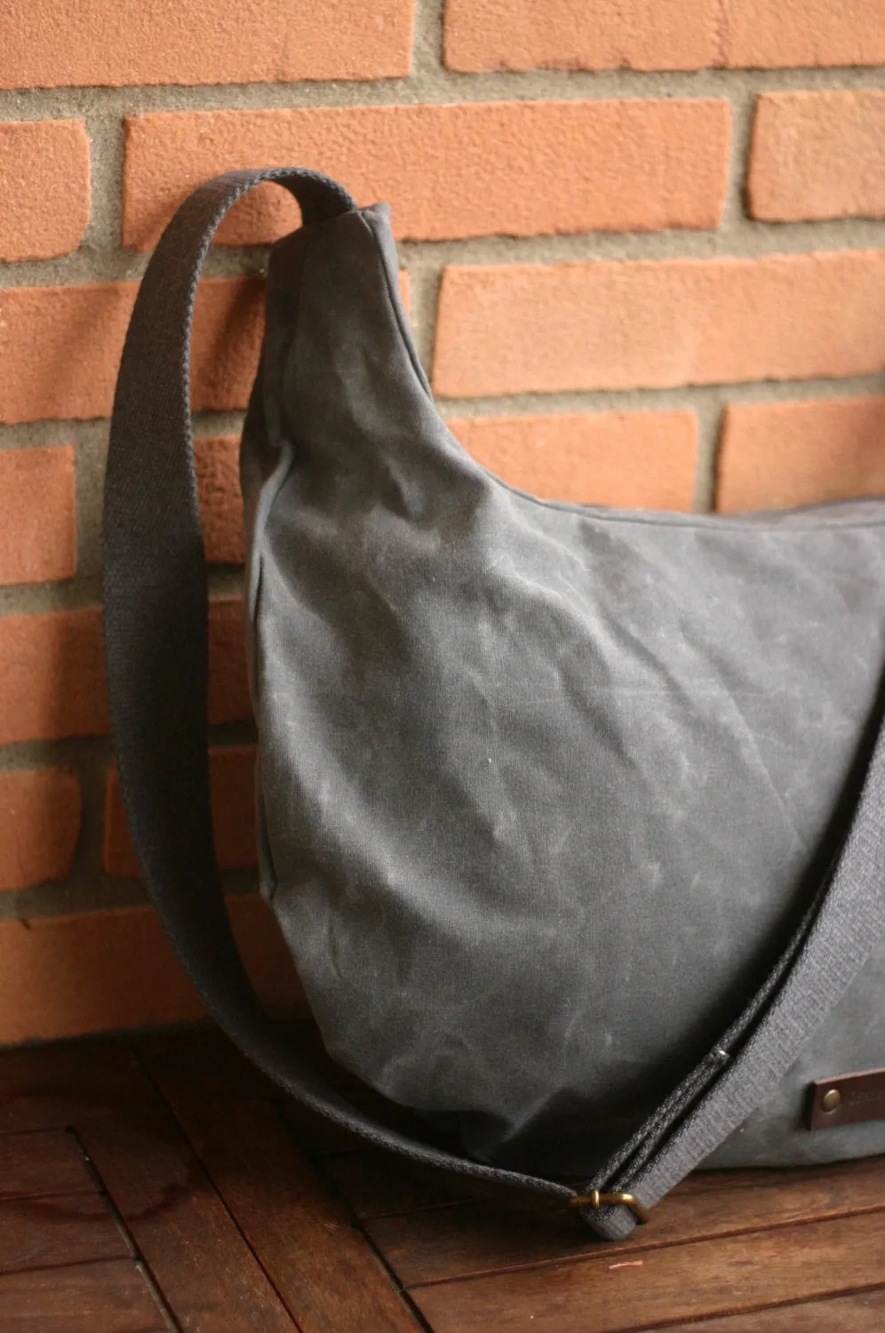 Waxed canvas crossbody bag - hobo bag - waxed canvas messenger bag - waxed canvas shoulder bag
