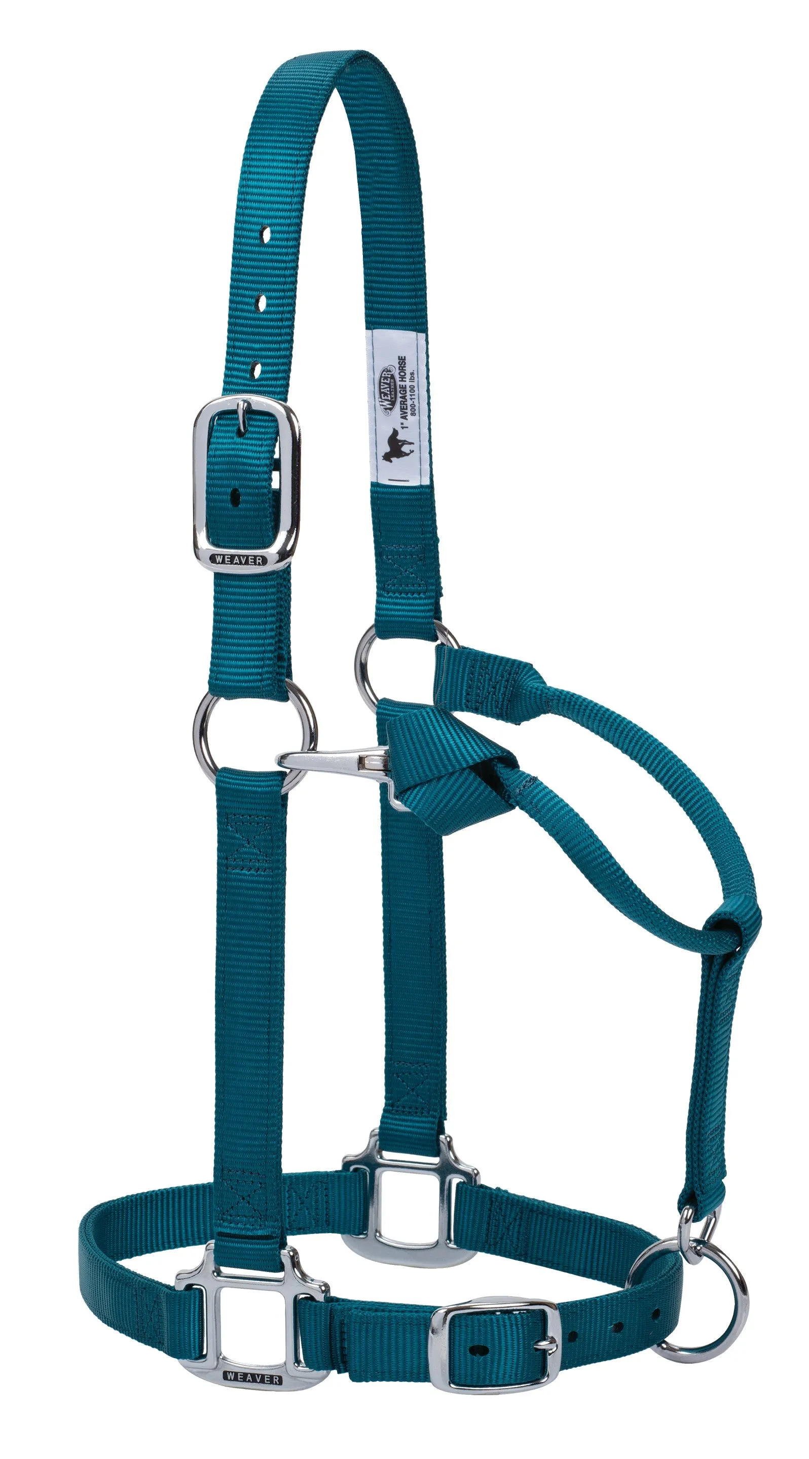 Weaver Original Adjustable Nylon Halter with Chrome Plated Hardware, Average Horse (Multiple Color Options)