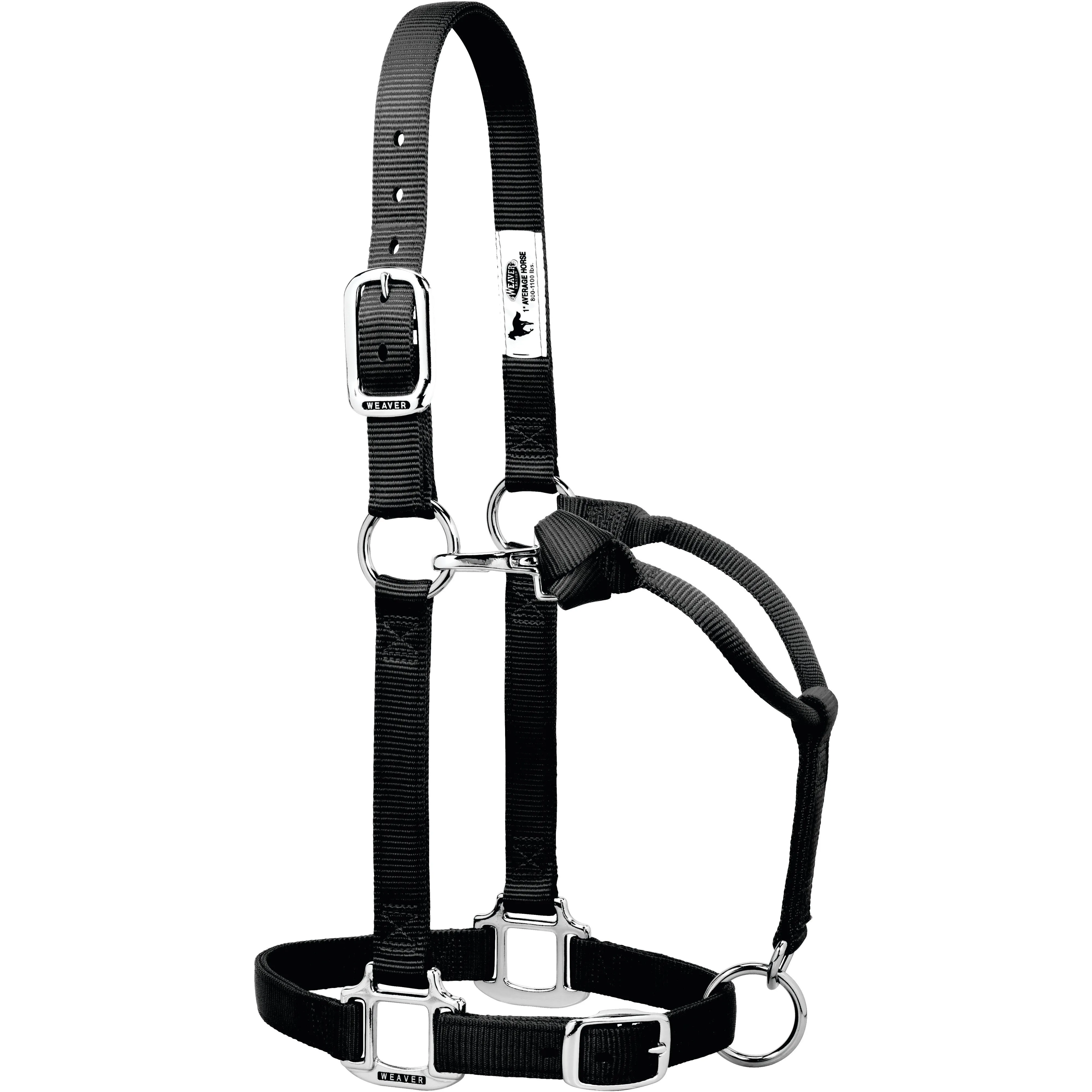 Weaver Original Adjustable Nylon Halter with Chrome Plated Hardware, Average Horse (Multiple Color Options)