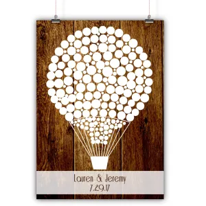 Wedding Guest Book Alternative - Hot Air Balloon Wood