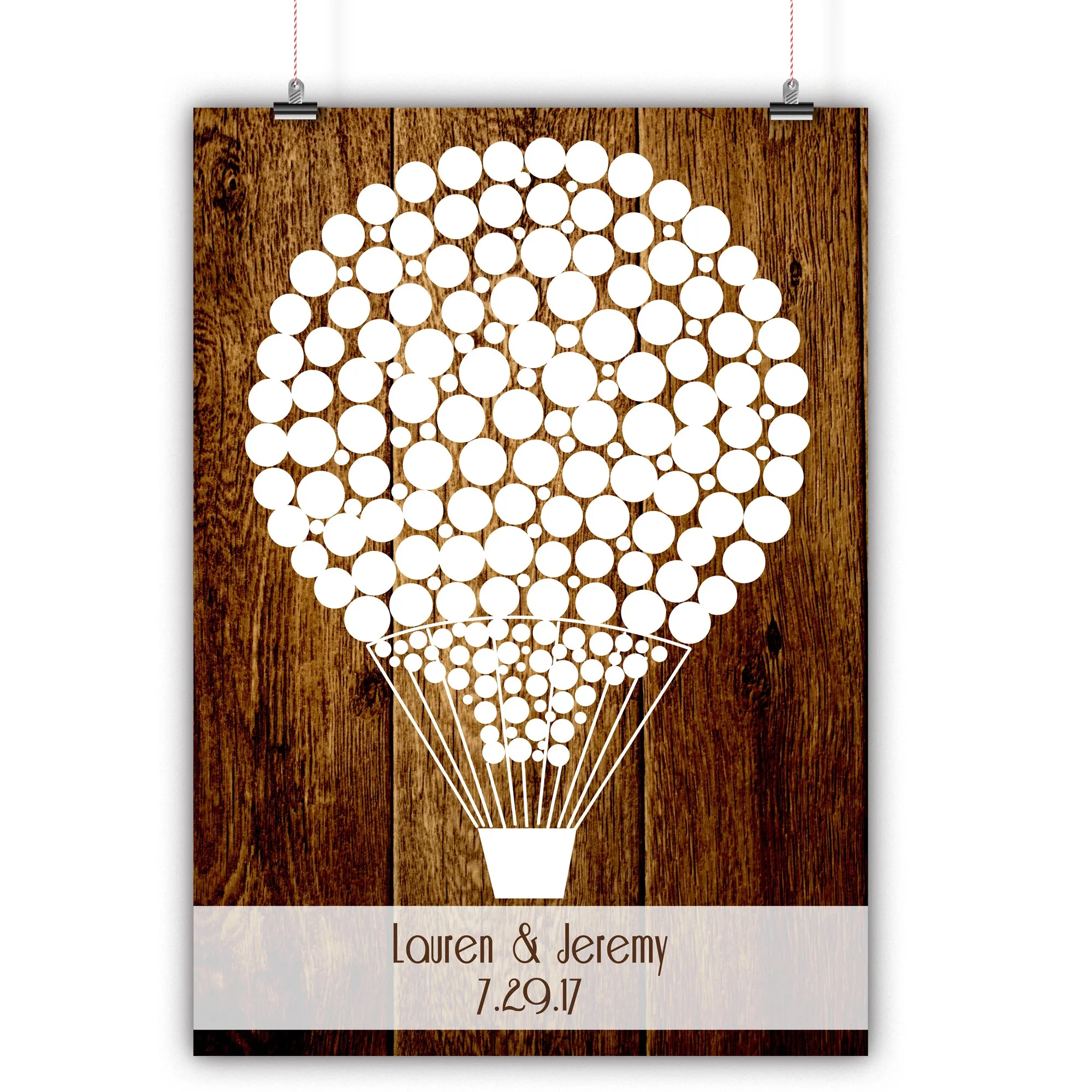 Wedding Guest Book Alternative - Hot Air Balloon Wood