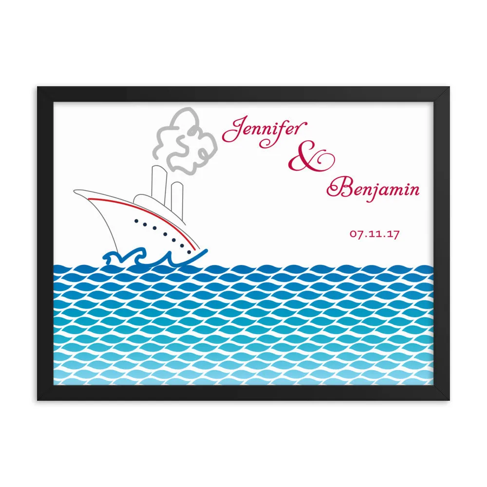Wedding Guest Book Alternative Poster, Print, Framed or Canvas - Cruise Ship - 200 Signatures