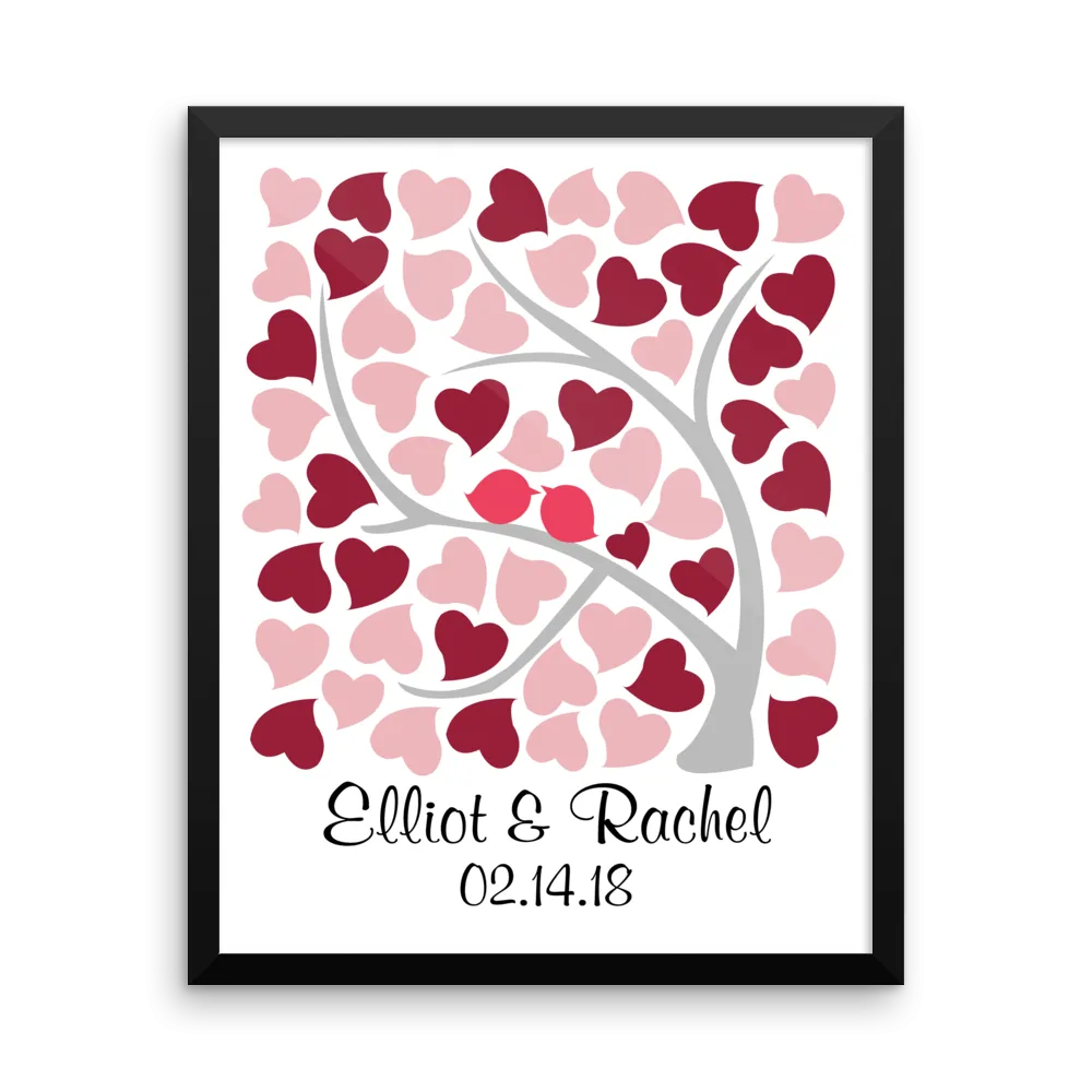 Wedding Heart Tree Guest Book Alternative - Choose Your Colors - 50 Signatures