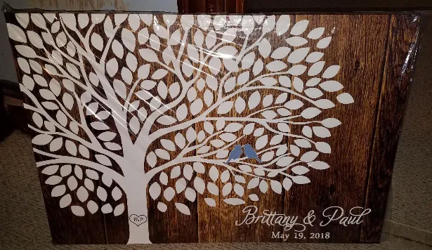Wedding Tree - 200 Leaves Signatures - Rustic Wood Background
