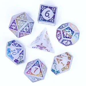White Quartz (Rainbox Pattern) - Semi-Precious Gemstone Dice