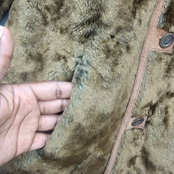 WINLIT 100%  Leather  Faux Fur Reversible  Brown Jacket Coat Women's Size M VTG.