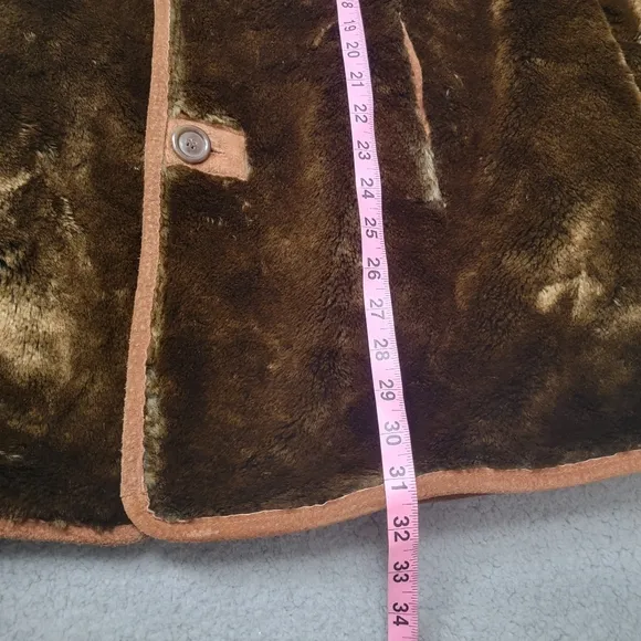 WINLIT 100%  Leather  Faux Fur Reversible  Brown Jacket Coat Women's Size M VTG.