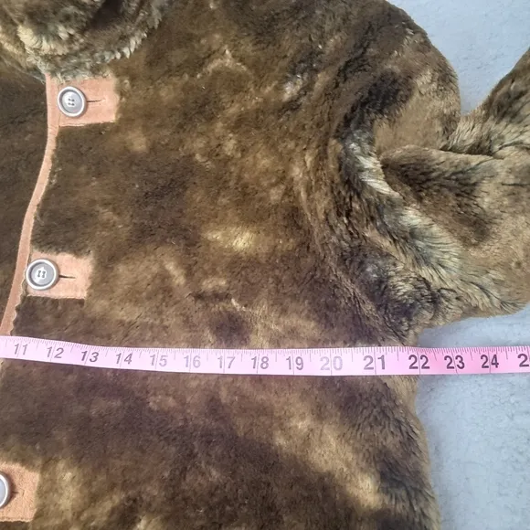 WINLIT 100%  Leather  Faux Fur Reversible  Brown Jacket Coat Women's Size M VTG.
