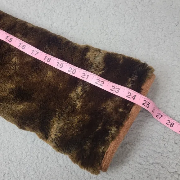 WINLIT 100%  Leather  Faux Fur Reversible  Brown Jacket Coat Women's Size M VTG.