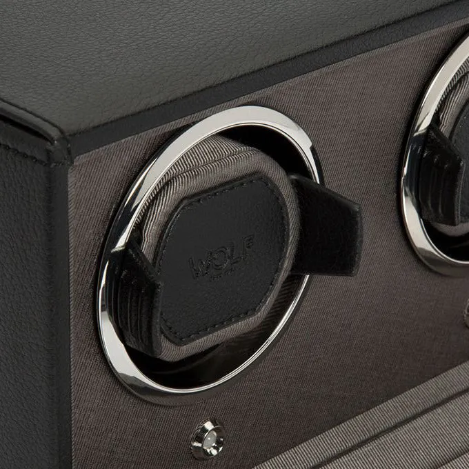 WOLF Double Black Cub Watch Winder with Cover