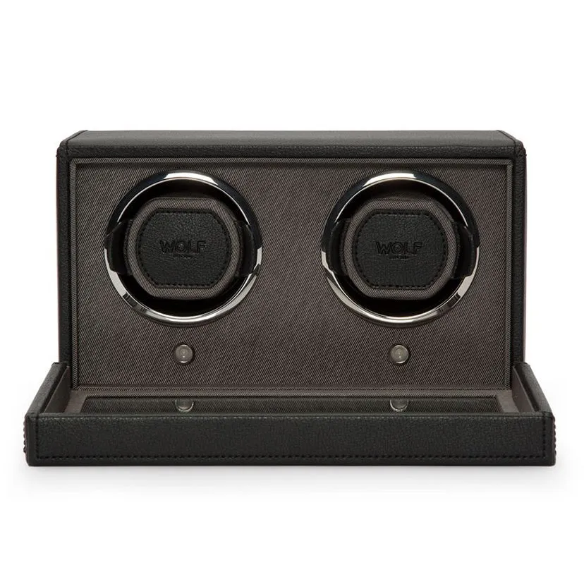 WOLF Double Black Cub Watch Winder with Cover