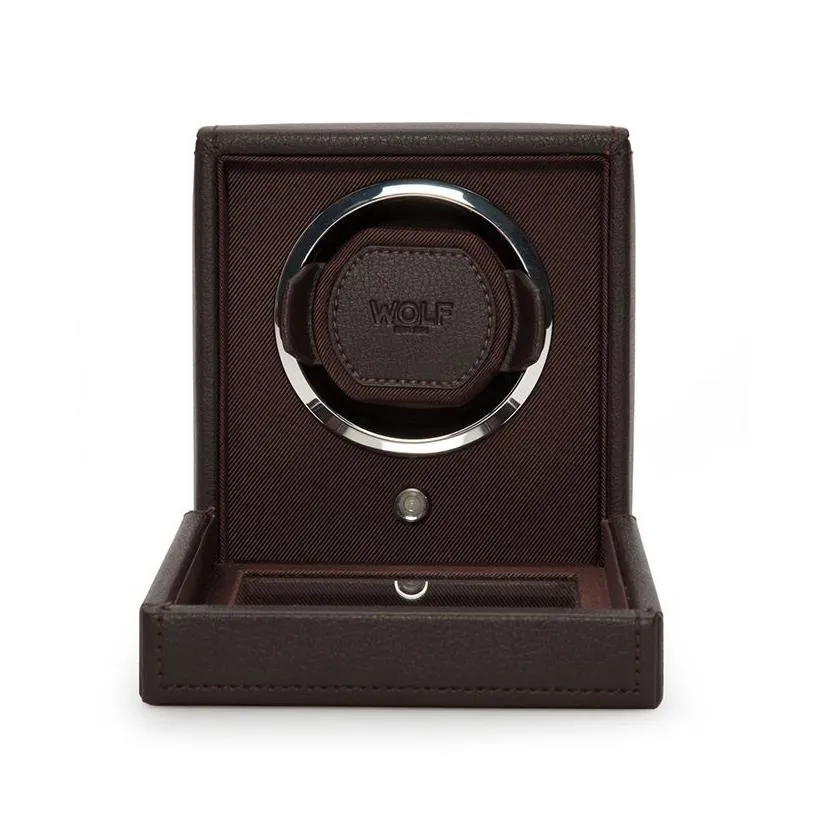 WOLF Single Brown Cub Watch Winder with Cover
