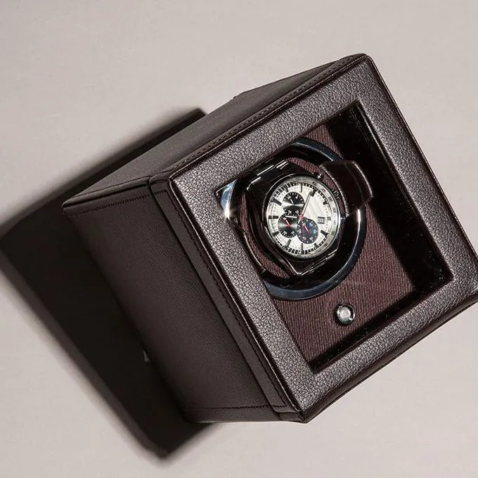 WOLF Single Brown Cub Watch Winder with Cover