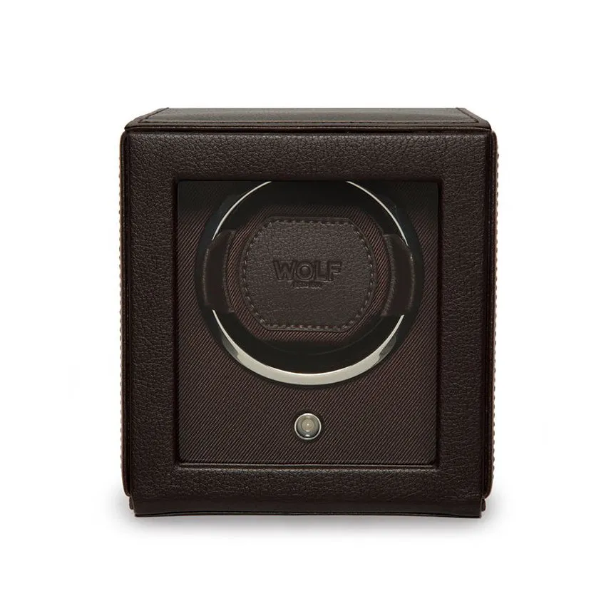 WOLF Single Brown Cub Watch Winder with Cover