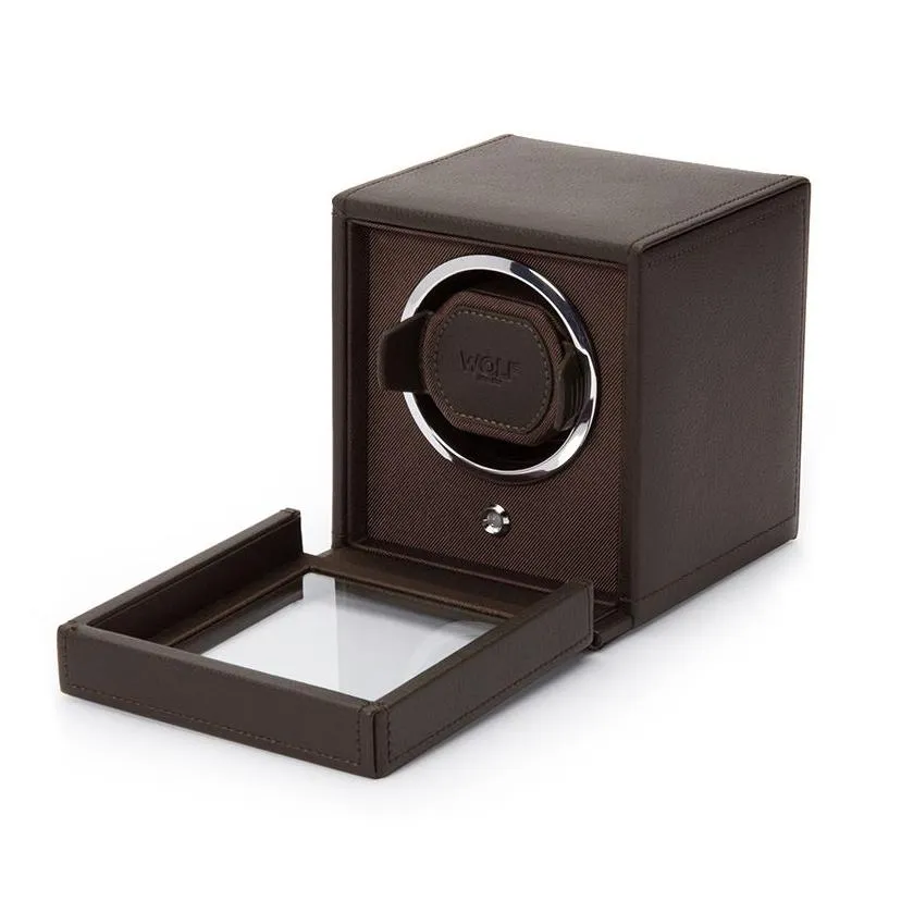 WOLF Single Brown Cub Watch Winder with Cover
