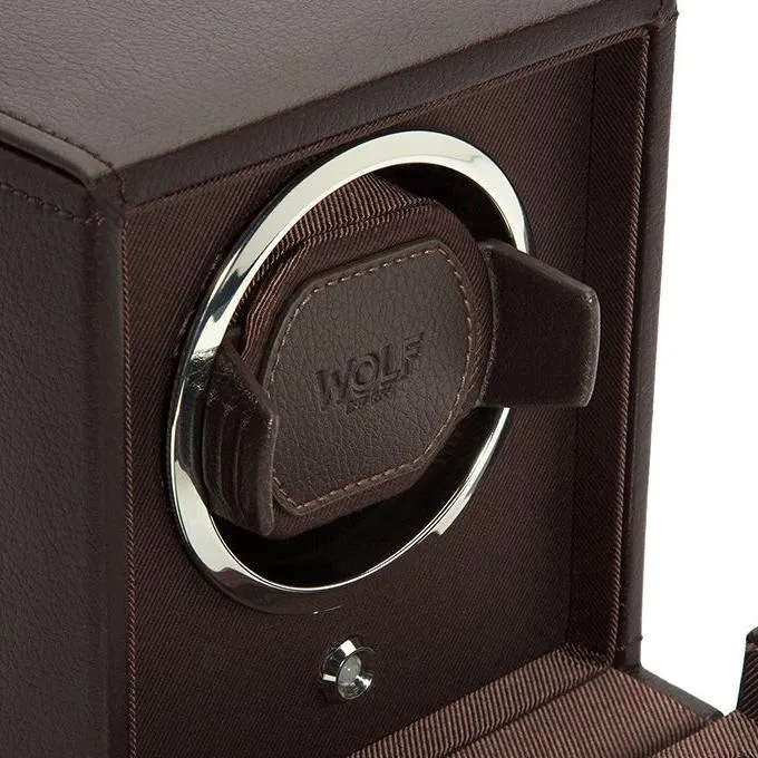 WOLF Single Brown Cub Watch Winder with Cover