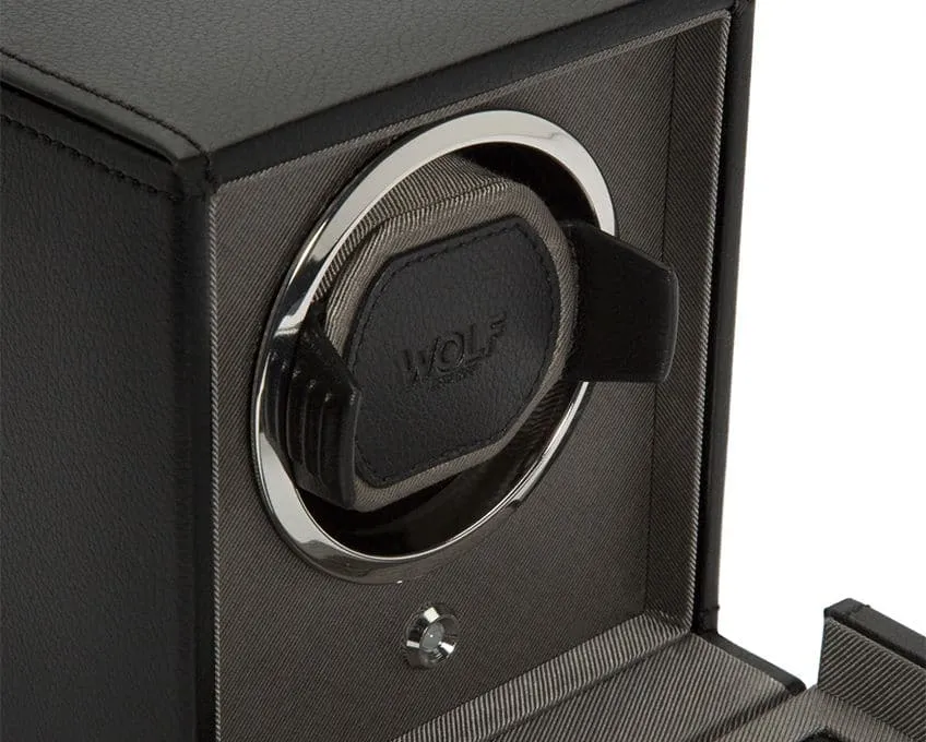 Wolf Single Cub Watch Winder with Cover - Black