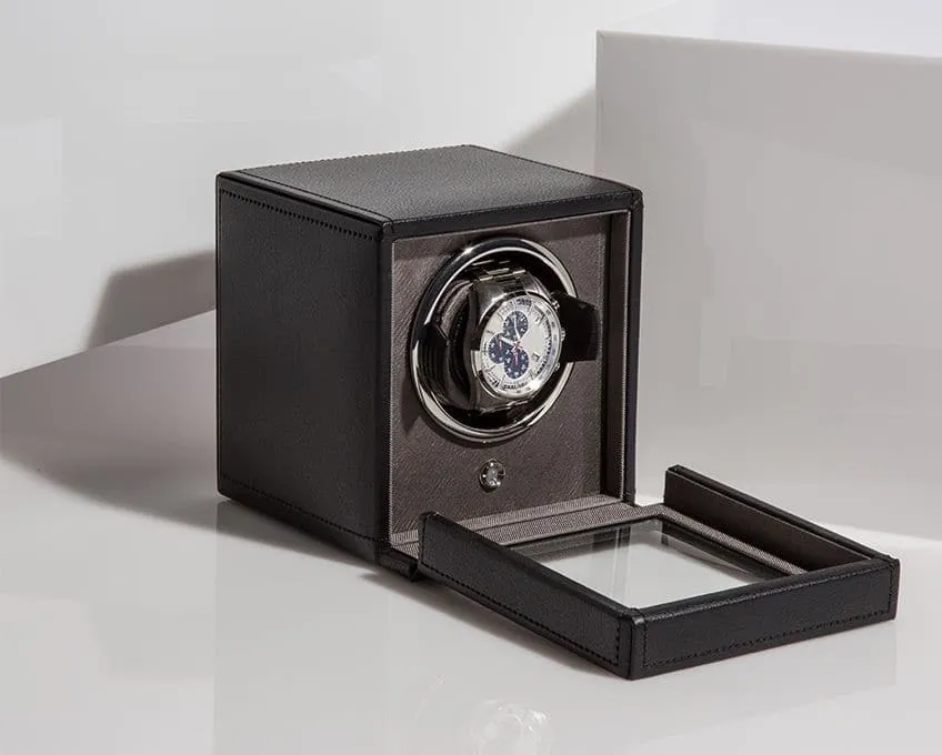 Wolf Single Cub Watch Winder with Cover - Black