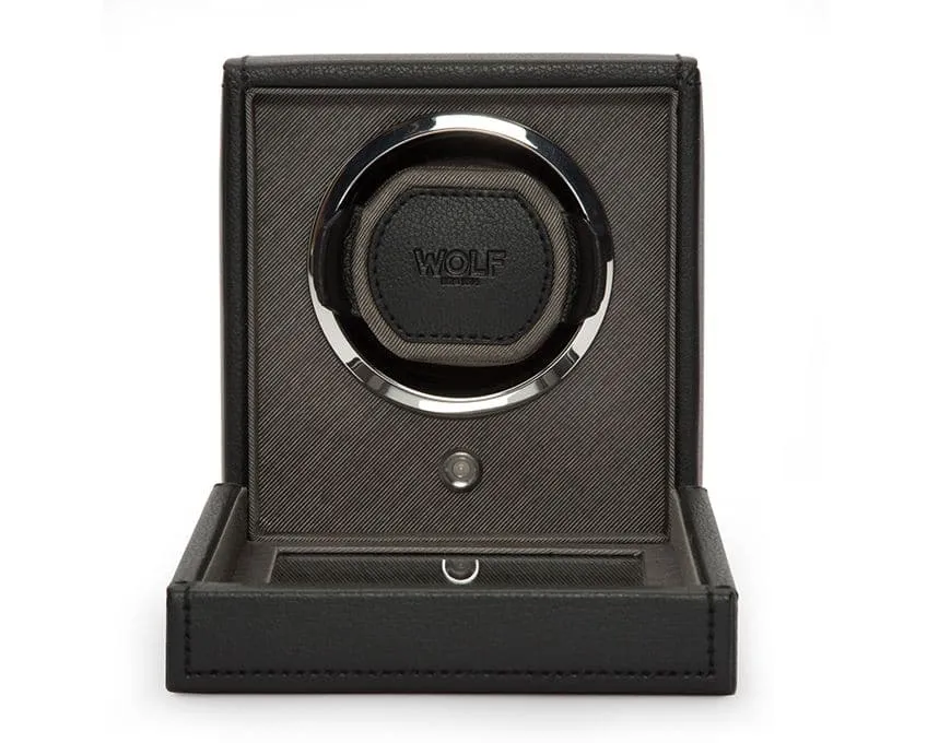 Wolf Single Cub Watch Winder with Cover - Black