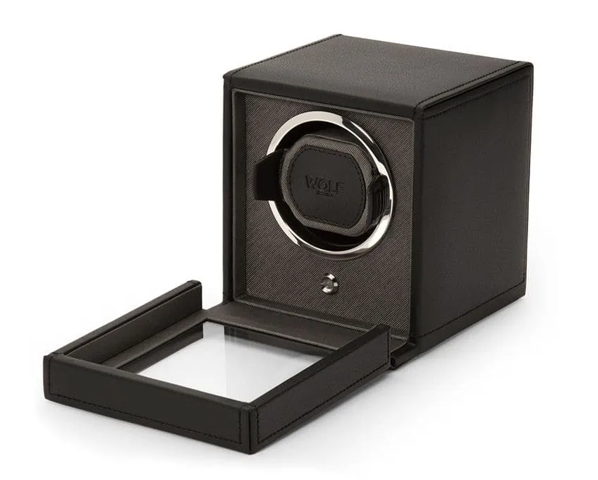Wolf Single Cub Watch Winder with Cover - Black