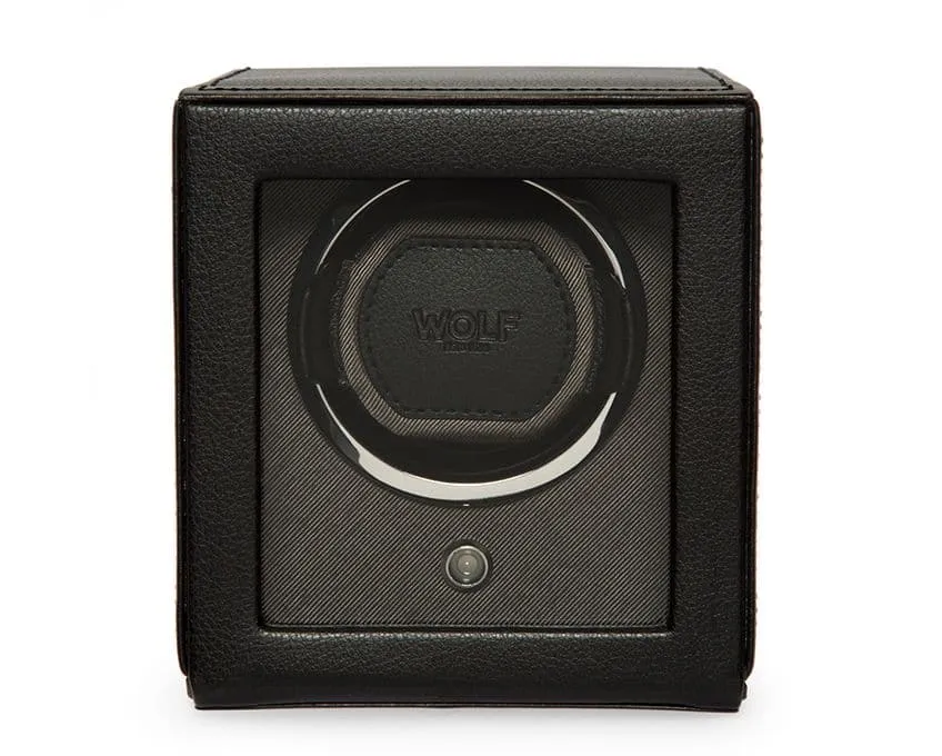 Wolf Single Cub Watch Winder with Cover - Black