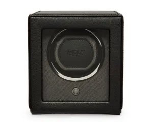 Wolf Single Cub Watch Winder with Cover - Black