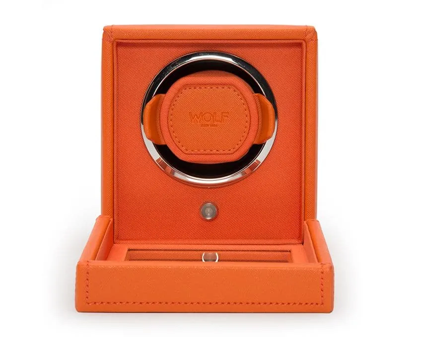 Wolf Single Cub Watch Winder with Cover - Orange