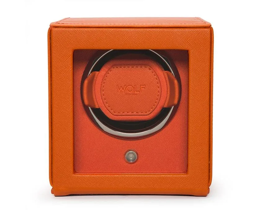 Wolf Single Cub Watch Winder with Cover - Orange
