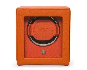 Wolf Single Cub Watch Winder with Cover - Orange