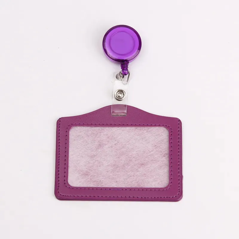Women / Men Student Retractable Badge Reel ID Card Holder Cover Case Nurse Badge Lanyards Fashion PU Leather Card Holders Set