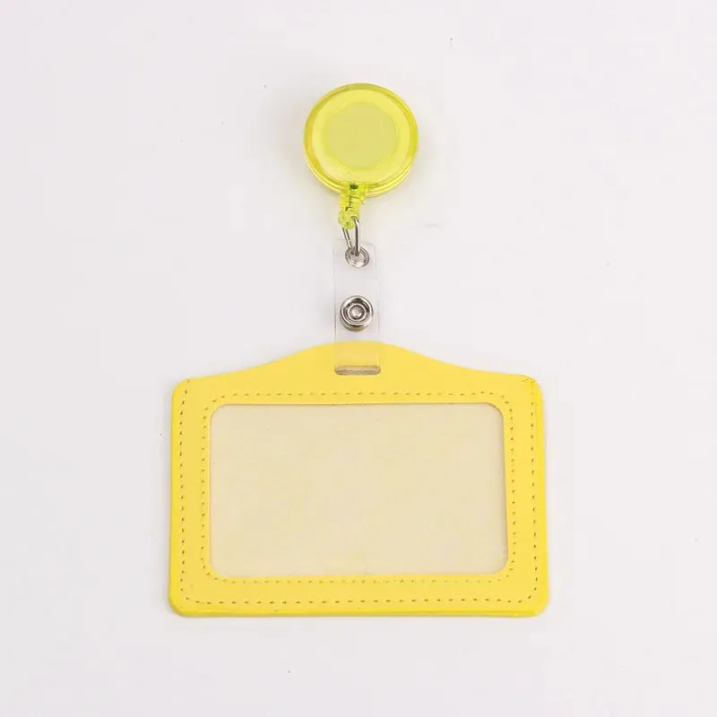 Women / Men Student Retractable Badge Reel ID Card Holder Cover Case Nurse Badge Lanyards Fashion PU Leather Card Holders Set