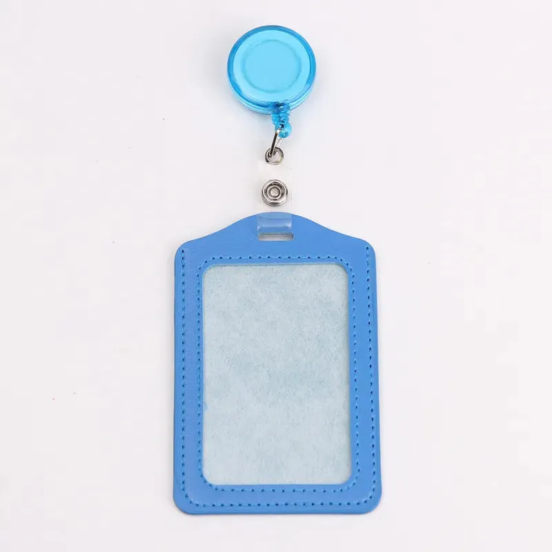 Women / Men Student Retractable Badge Reel ID Card Holder Cover Case Nurse Badge Lanyards Fashion PU Leather Card Holders Set