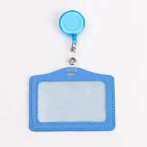 Women / Men Student Retractable Badge Reel ID Card Holder Cover Case Nurse Badge Lanyards Fashion PU Leather Card Holders Set