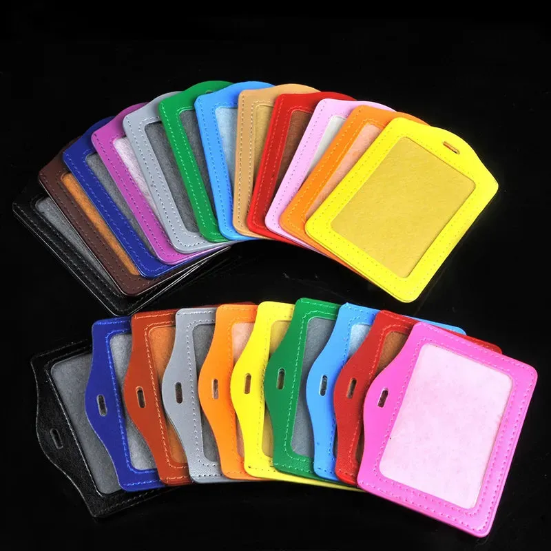 Women / Men Student Retractable Badge Reel ID Card Holder Cover Case Nurse Badge Lanyards Fashion PU Leather Card Holders Set