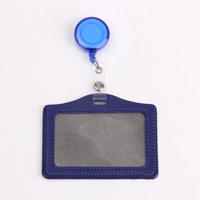 Women / Men Student Retractable Badge Reel ID Card Holder Cover Case Nurse Badge Lanyards Fashion PU Leather Card Holders Set
