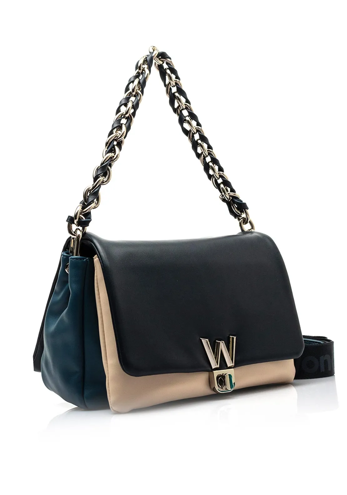 Wonders Canvas Strap Crossbody Bag with Chain, Navy