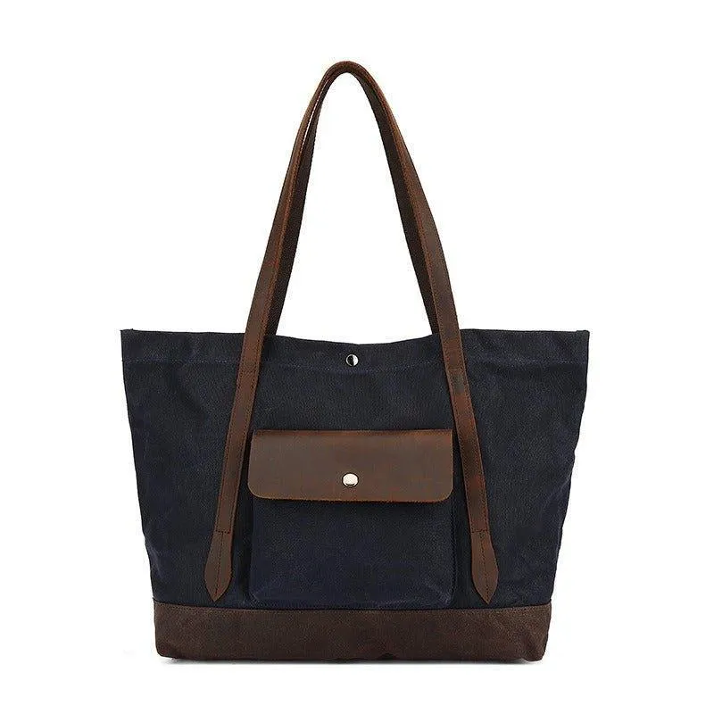 Woosir Oversized Waxed Canvas Tote Bag with Pocket