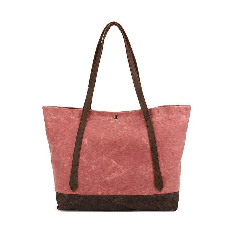 Woosir Oversized Waxed Canvas Tote Bag with Pocket